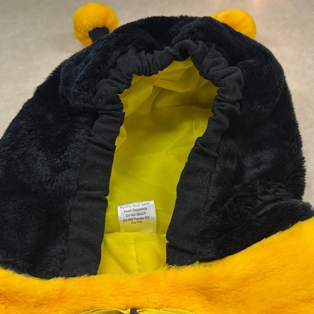 Bumble Bee Costume Pull Over Shortsleeved With Hood & Antenna Black/Yellow 12-24